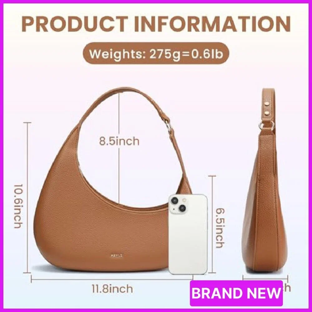 Leather Shoulder Bag Lightweight Chic Casual Zipper Closure Handbag Purse - Picture 10 of 16